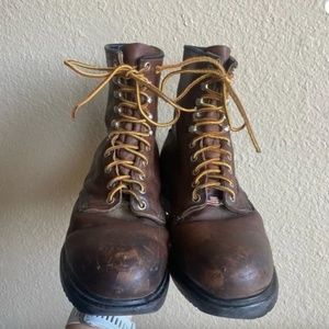 Vintage Red Wing Mens Work Boot Size US 8.5 EEE Brown Leather Steel Tow workwear